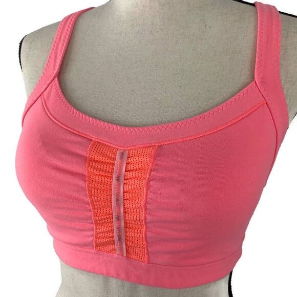 Athleta Freedom Sports Bra Criss Cross Back Rare Coral Pink 964640 Womens Sz Sm - Picture 12 of 13